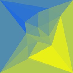 bright blue to vivid yellow colour gradient with hexagonal mosaic pattern and 3D illustration design