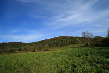 Landscape of Jaworzec - former and abandoned village in Bieszczady Mountains, Poland 