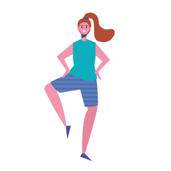 cute happy young woman practicing exercise character vector illustration design
