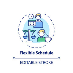 Flexible schedule concept icon. Online tutoring benefits. Study time that differs from normal and suits students idea thin line illustration. Vector isolated outline RGB color drawing. Editable stroke