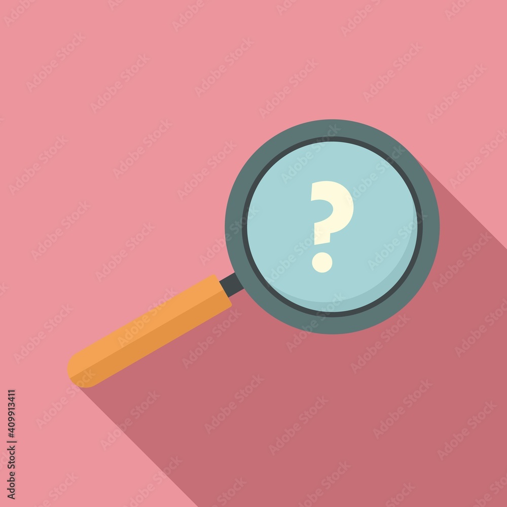 Poster question magnifier icon. flat illustration of question magnifier vector icon for web design
