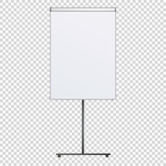 Empty Flip chart blank on tripod over white background. Office Whiteboard For Business Training in office. Isolated Illustration EPS 10. Board Banner Stand 3d rendering for promotional presentation
