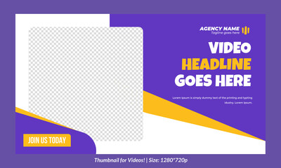 Editable single Thumbnail for any videos and all social platforms premium thumbnail for videos Editable Premium Vector, Customizable Thumbnails fully customizable thumbnail vector