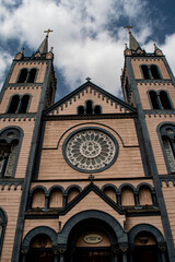 Low angle of the Saint Peter and Paul Basilica located in Paramaribo