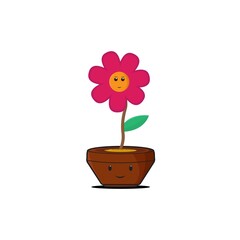 smiling flowers and pots graphic vector design