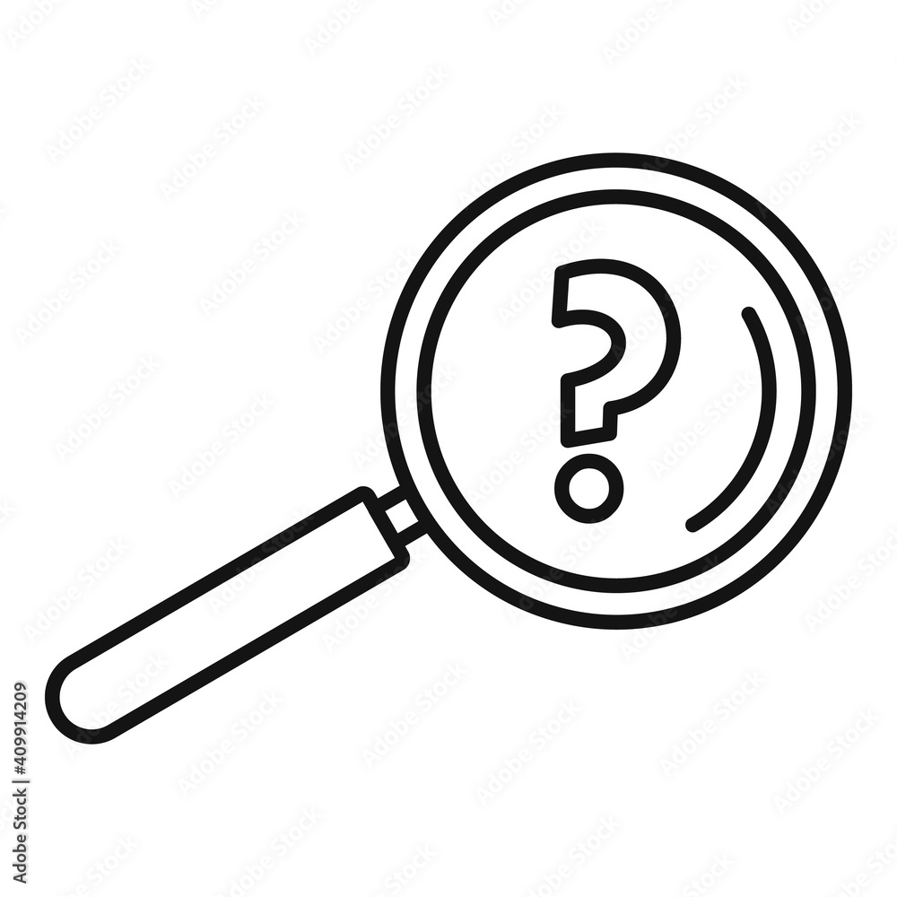 Poster question magnifier icon. outline question magnifier vector icon for web design isolated on white bac