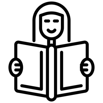 Female avatar with book showing concept of reader icon
