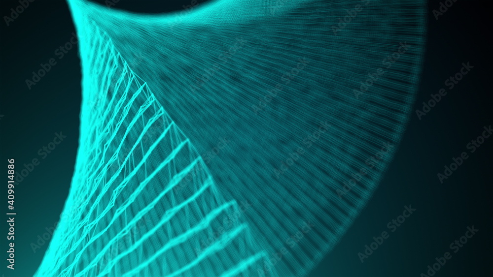 Poster computer generated air mesh from connection of dots. 3d rendering of abstract complex background
