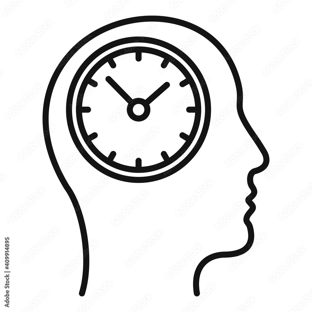 Poster mind time working icon. outline mind time working vector icon for web design isolated on white backg