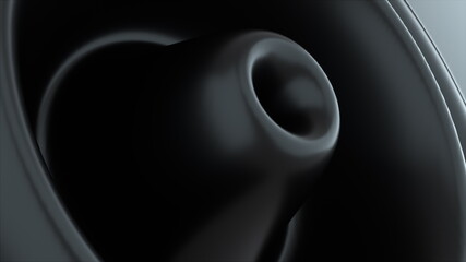 Abstract black shape with impulse circular waves, computer generated. 3d rendering of fractal background