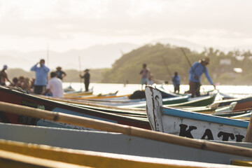 Boats on the beach on a summer day in Brazil