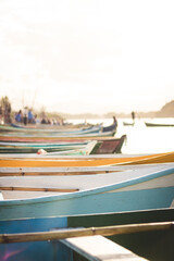 Fototapeta na wymiar Boats on the beach on a summer day in Brazil