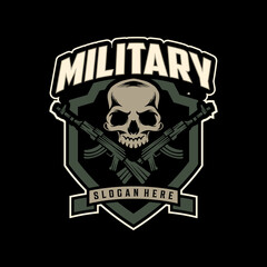 Skull Military Logo. Awesome Mascot Illustration