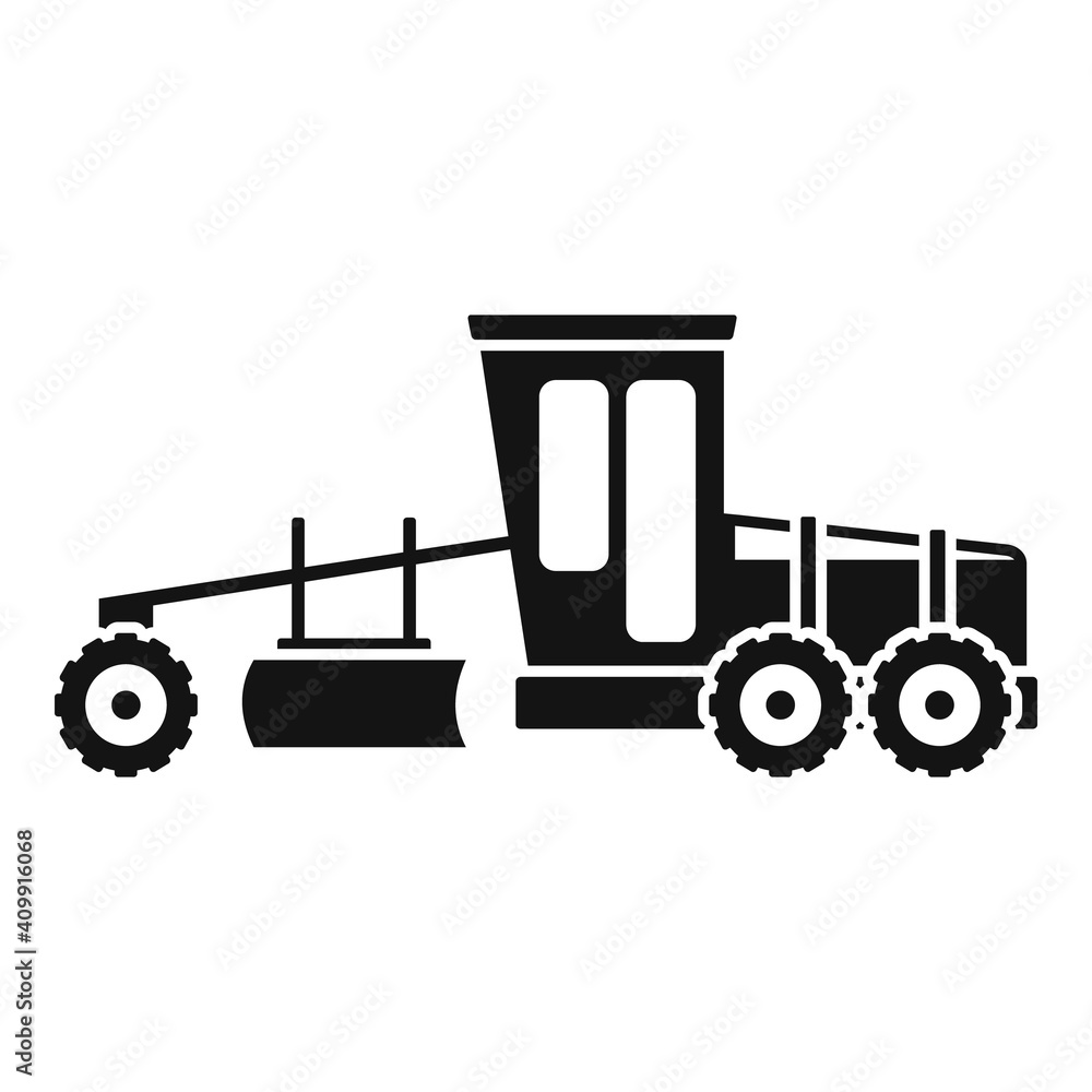 Poster grader machine construction icon. simple illustration of grader machine construction vector icon for