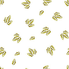 Spring seamless pattern with green sprigs. Vector stock illustration for fabric, textile, wallpaper, posters, paper. Fashion print. Branch with leaves. Doodle style.