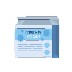 covid19 virus vaccines vials packing box vector illustration design