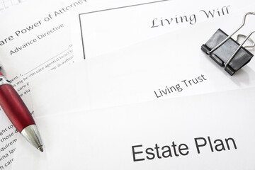 Estate planning documents --  Living Trust, Living Will, Healthcare Power of Attorney