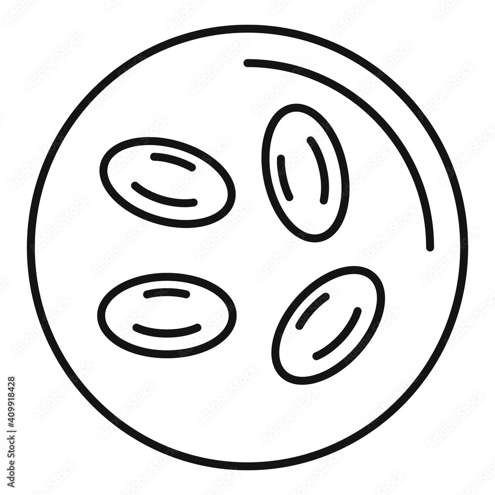 Poster blood under microscope icon. outline blood under microscope vector icon for web design isolated on w