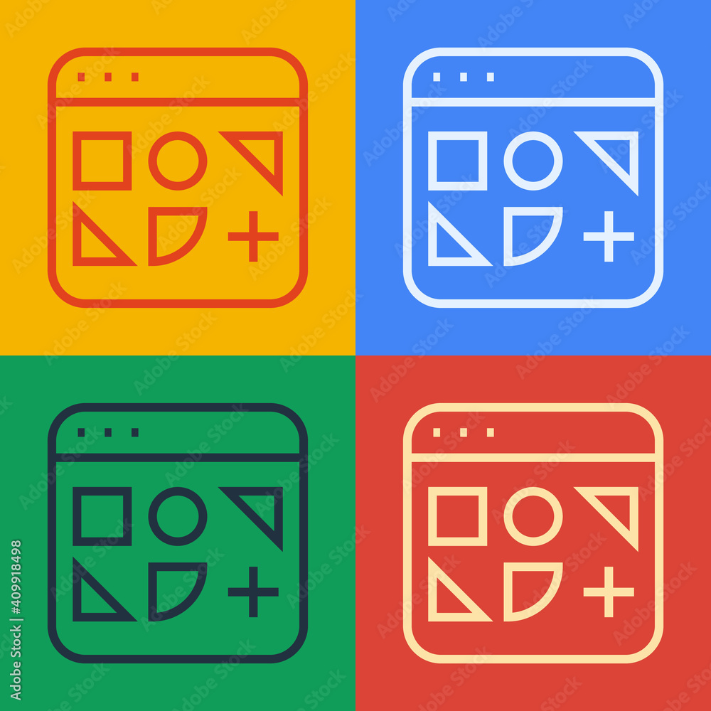 Poster pop art line different files icon isolated on color background. vector.