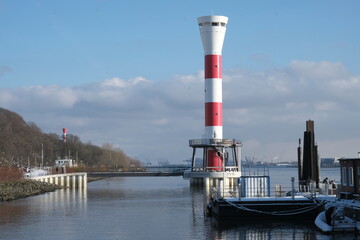 The lighthouse on the river Elbe in Hamburg