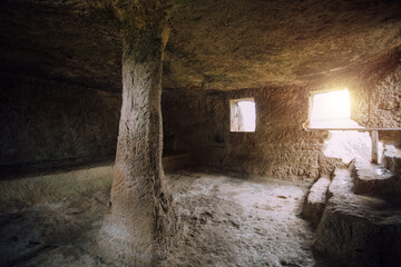 Room inside ancient cave city Chufut Kale, Bakhchisaray, Crimea