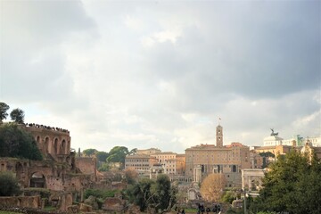 Obraz premium Roman Forum aka Foro Romano, in Rome, Italy - フォロ ロマーノ ローマ イタリア