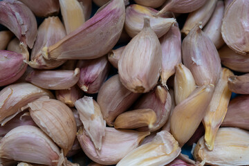 Close up of garlic of food cooking