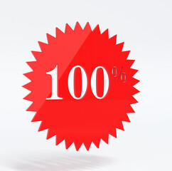 Sale 100 percent in red 3d rendering
