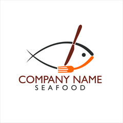 logo template for seafood restaurant, vector art.