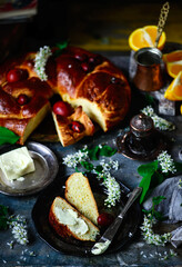 Greek Easter bread Tsoureki.traditional easter pastries.