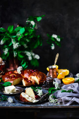 Greek Easter bread Tsoureki.traditional easter pastries.