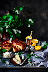 Greek Easter bread Tsoureki.traditional easter pastries.