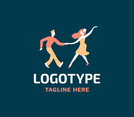 Dancing couple swing rock and roll vector illustration logo