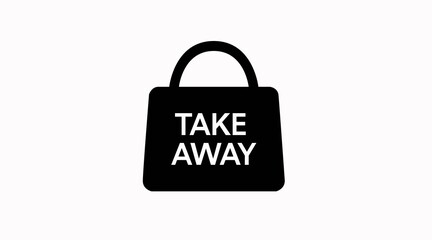 Vector Isolated Black and White Take Away Bag Icon or Sign