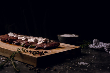 Steak with mushroom sauce 