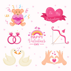 Valentine's day card vector illustration. Valentine's day element collection