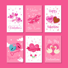 Fototapeta na wymiar Valentine's day card vector illustration set. valentine's day label