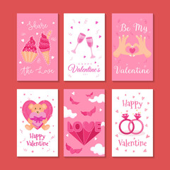 Valentine's day card vector illustration set. valentine's day label