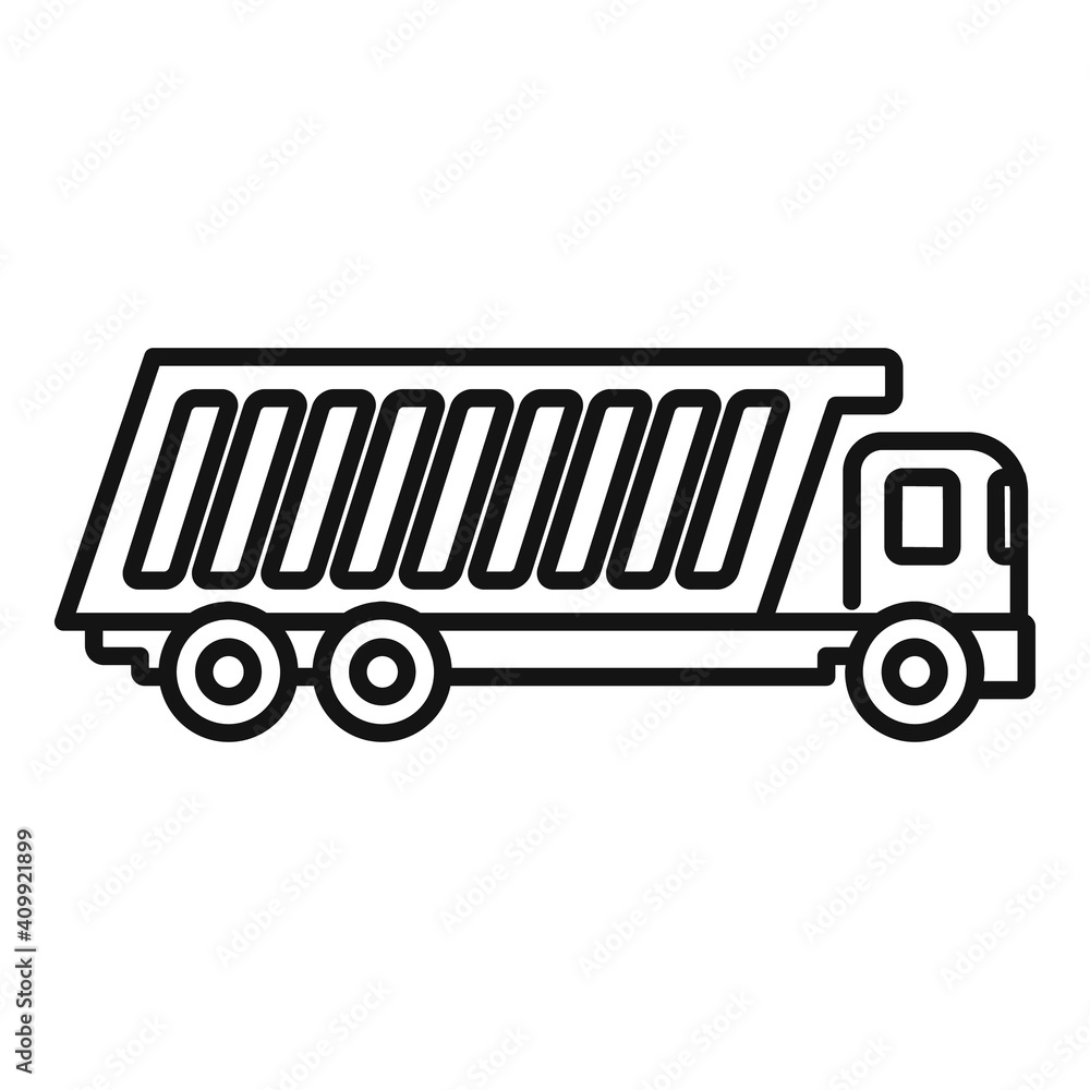 Poster tipper construction icon. outline tipper construction vector icon for web design isolated on white b