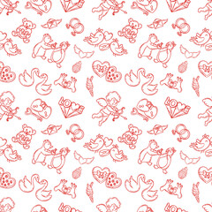 Valentines day seamless pattern on pink with love symbols