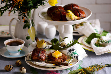 chocolate orange hot cross buns.traditional easter pastries.