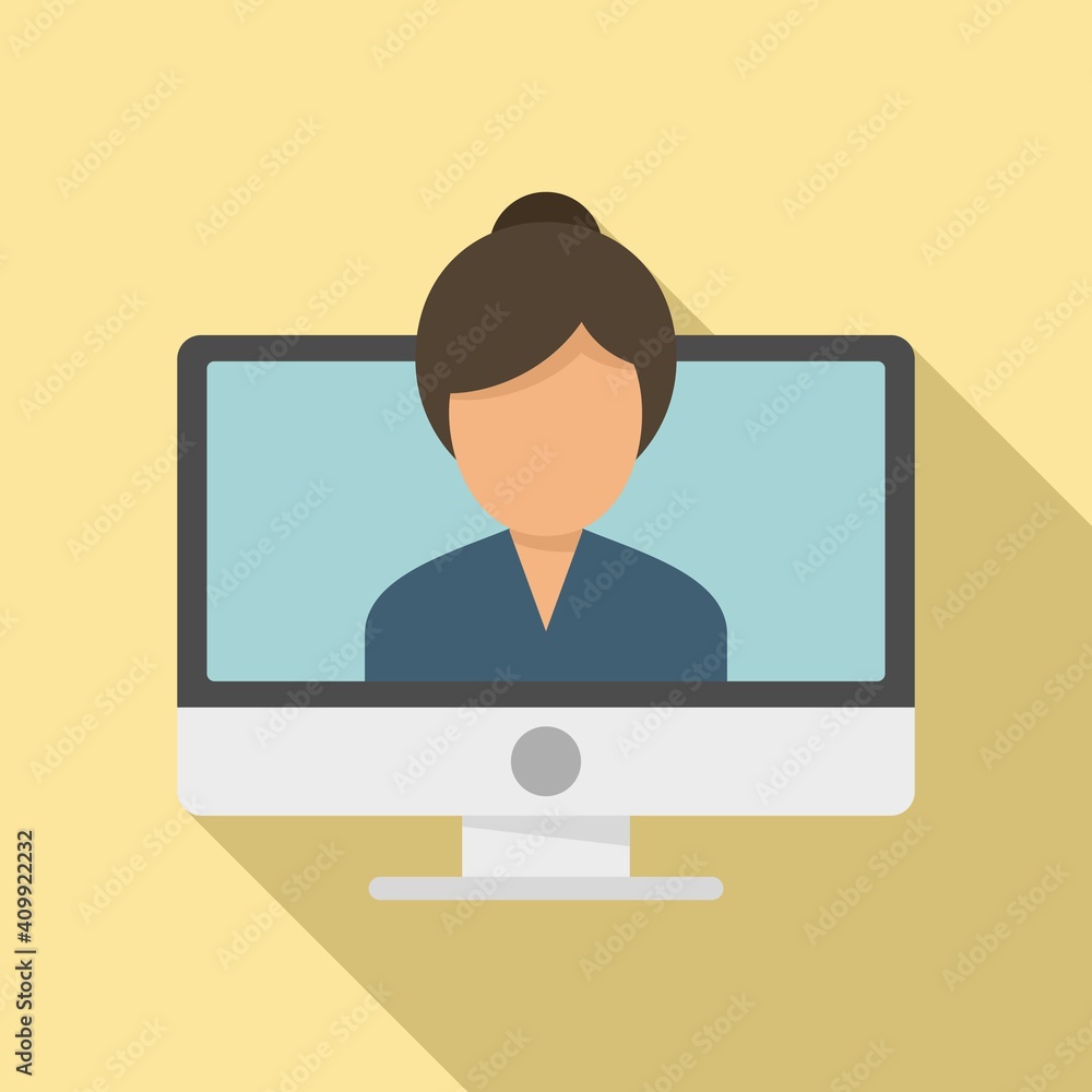 Poster study language online icon. flat illustration of study language online vector icon for web design