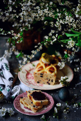 Hot cross bun loaf.traditional easter pastries.