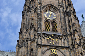 Obraz premium Clock of St. Vitus Cathedral in Prague, Czech Republic