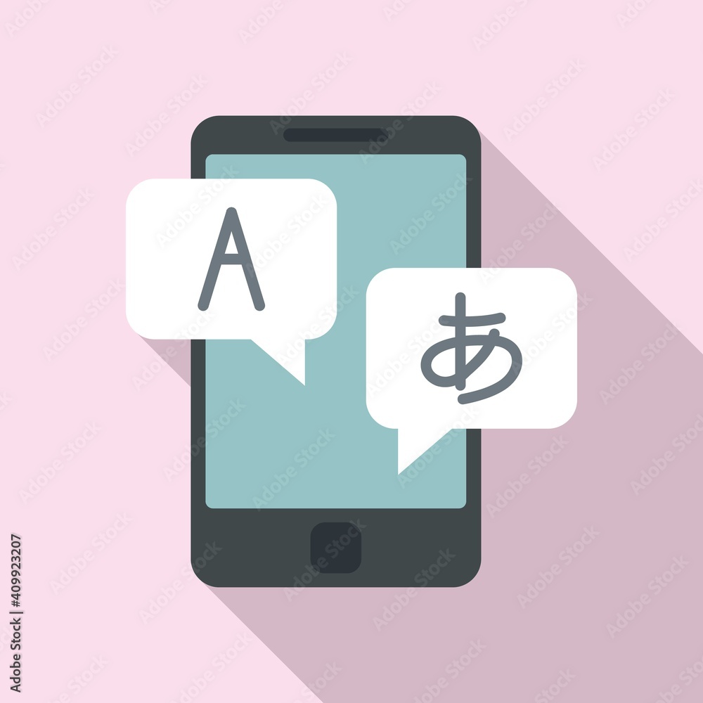 Poster foreign language study smartphone icon. flat illustration of foreign language study smartphone vecto