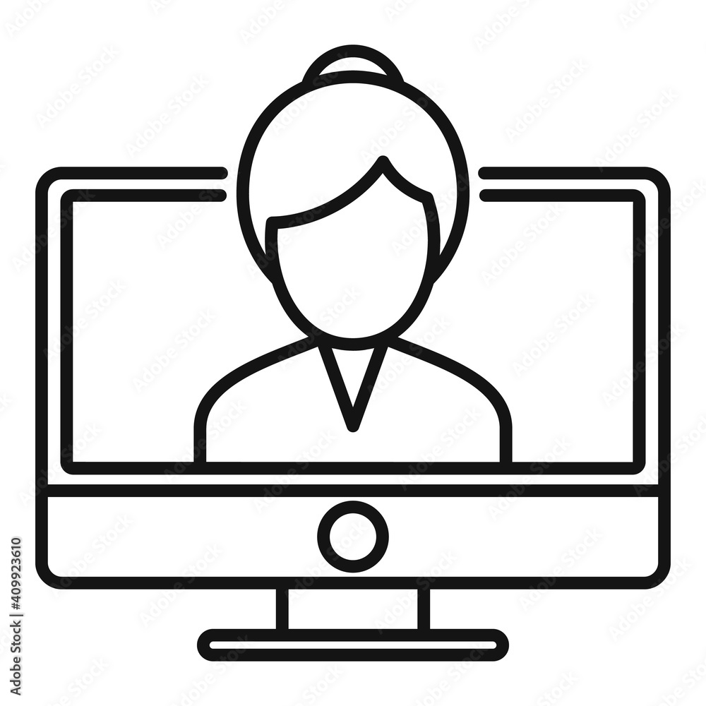 Poster study language online icon. outline study language online vector icon for web design isolated on whi