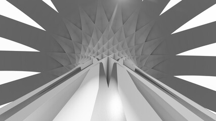 Naklejka premium Abstract architecture black and white background geometric pattern of design 3d render