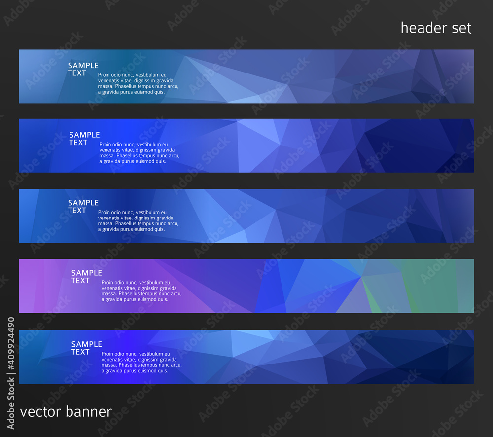 Wall mural Set Design elements business presentation template. Vector illustration horizontal web banners background, backdrop abstract blurry form. EPS 10 for web buttons template, web site page presentation