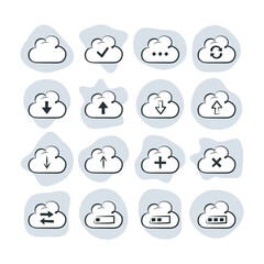 Cloud Upload Illustration Icon Set - 409924653