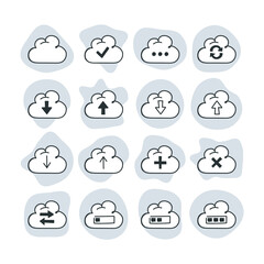 Cloud Upload Illustration Icon Set - 409924695